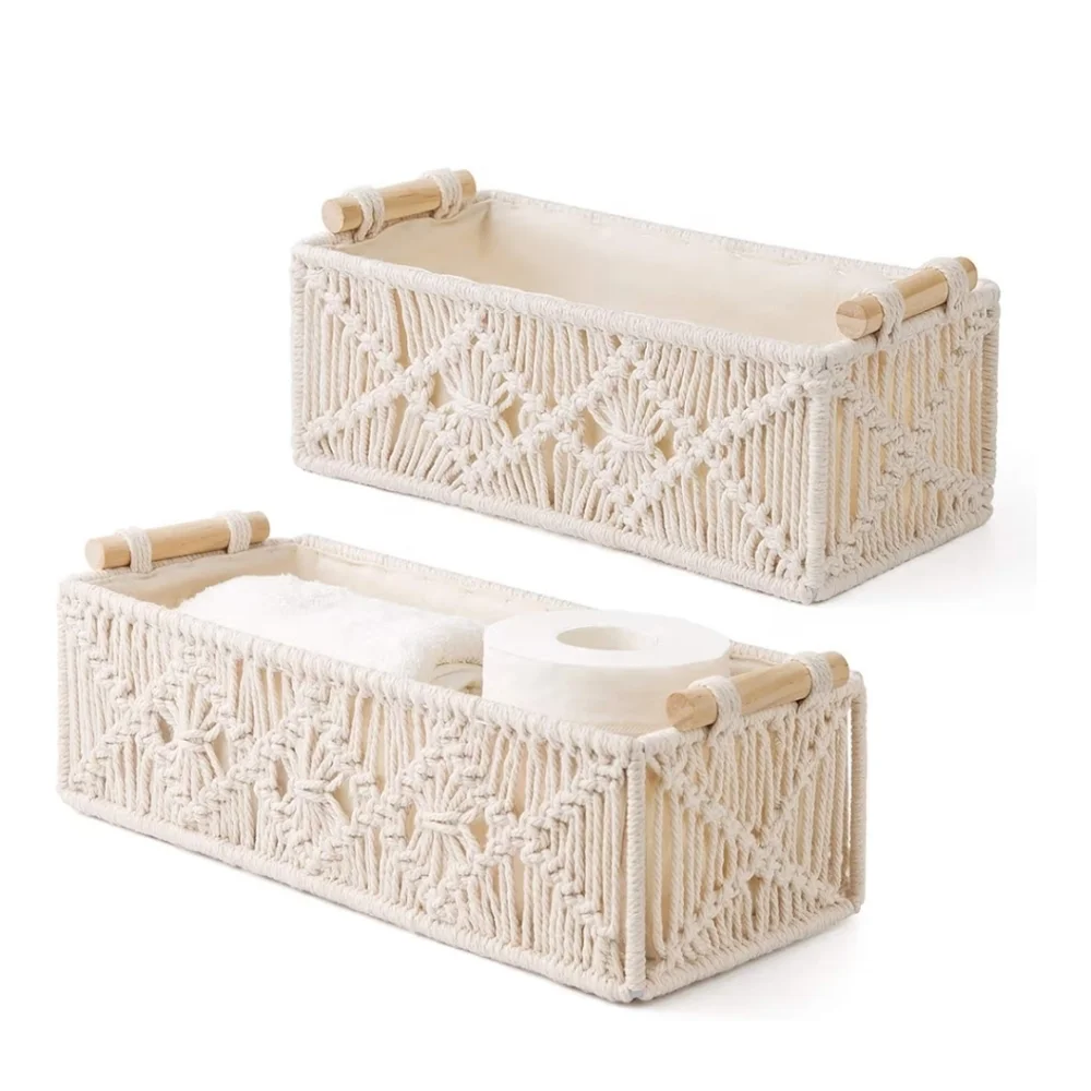 Cream Macrame Storage Basket